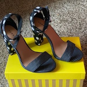 Black and White Polka Dot Heels - 8.5 Wide